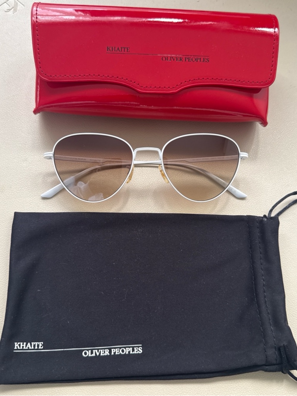 Oliver Peoples x Khaite 1991c white wire frame aviator sunglasses